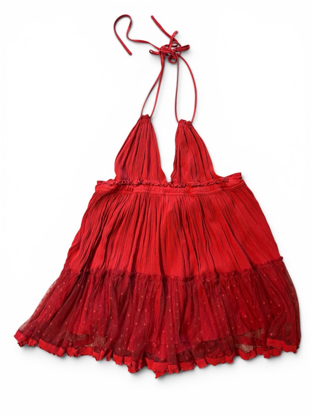 Red Halter Babydoll Mini Dress